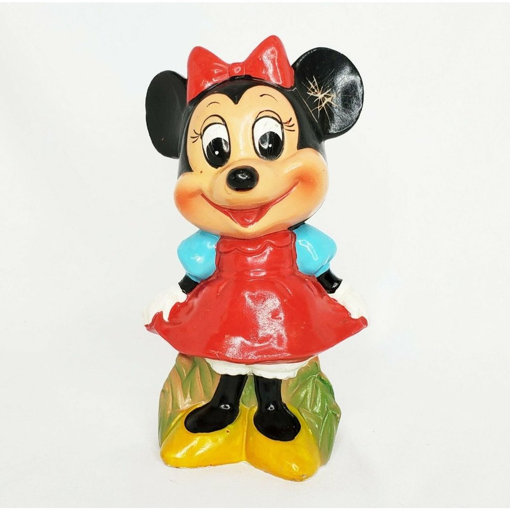 Vintage Minnie Mouse Coin Piggy Bank Plaster Papier Mache Walt Disney